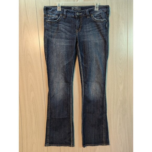 Silver Jeans Frances 18" Bootcut Flare Size Womens 33x33 Low Rise Dark Wash - Picture 1 of 11